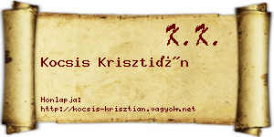 Kocsis Krisztián névjegykártya